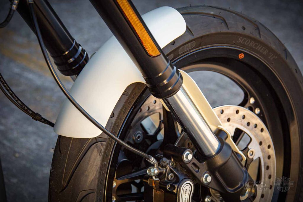 Rick's Harley-Davidson Turn Signal Bracket Front Fxdr Black with Kellermann Atto 